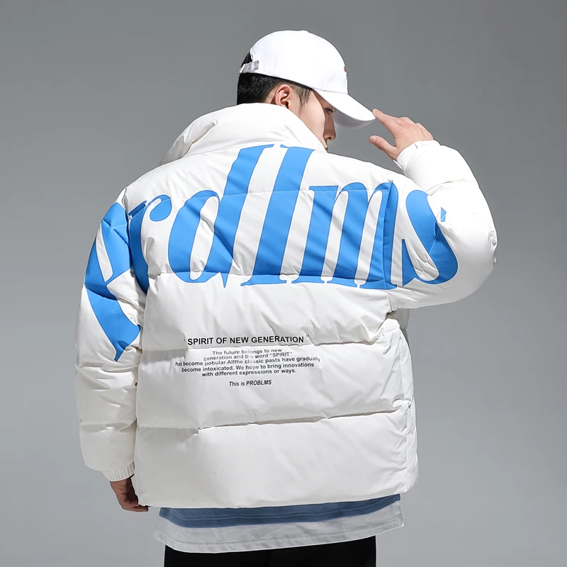 Letter Print on Back 90% White Down Coat for Men 2020 Winter Fashion Trend Warm Clothes Teens Light Fluffy Hip Hop Puffer Jacket
