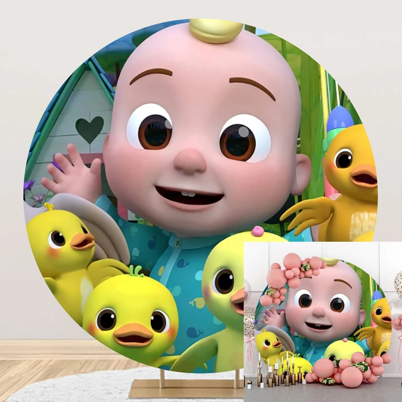 

Circle Background Carton Melon Baby Duck Birthday Event Party Decoration Banner Round Photography Backdrops Custom Photocall