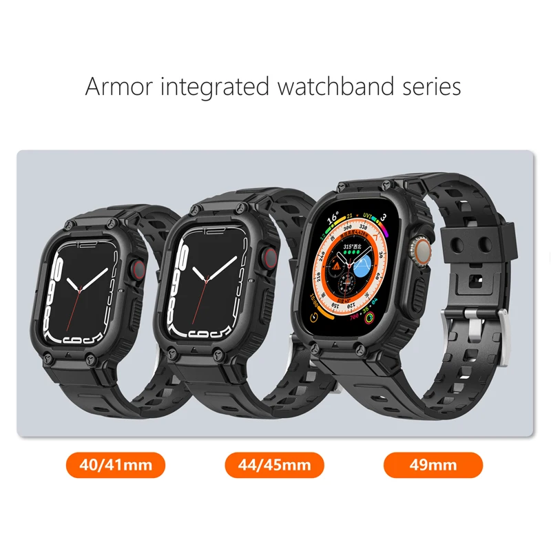Rubber Sport Strap For Apple Watch Ultra 49mm Silicone band 41mm 45mm TPU case Bracelet 40mm 44mm For iWatch7 6 5 4 SE 38mm 42mm