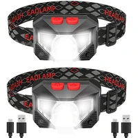 headlamp rechargeable led head lamp with white red light motion sensor bright waterproof head light flashlight 8 modes headamps