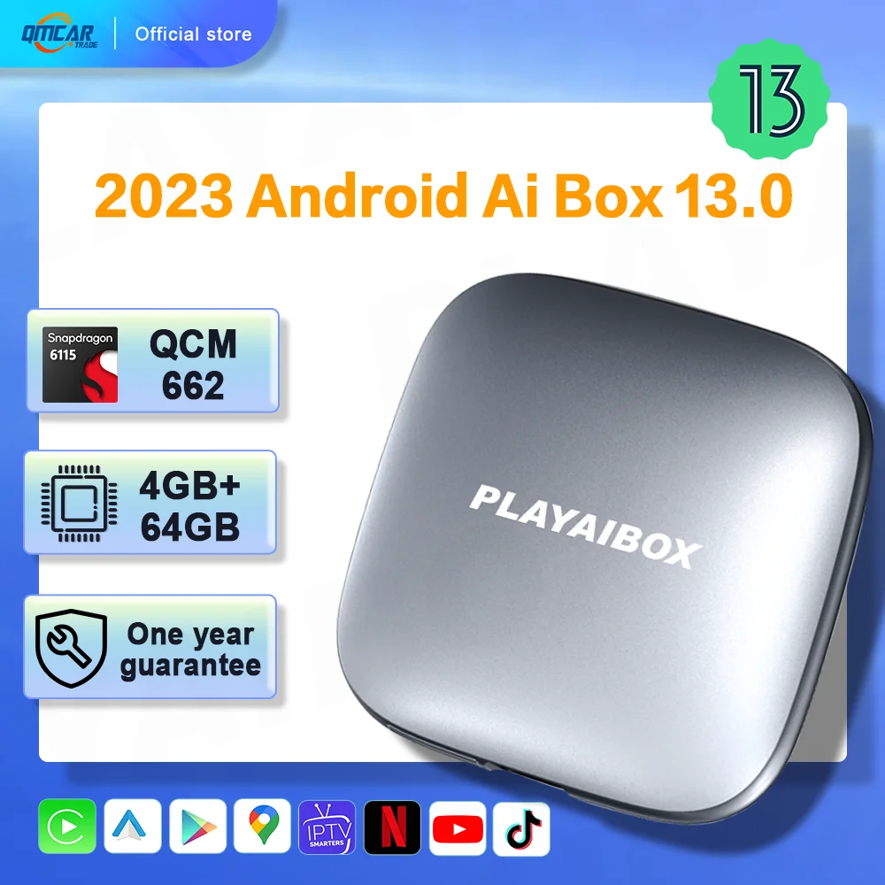 

Carplay Ai Box Android 13 Netflix Iptv Spotify Android авто беспроводной Carplay автомобильный мультимедийный плеер QCM662 для Volvo Benz VW Kia
