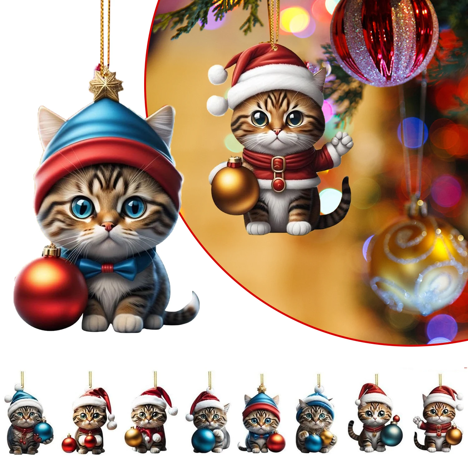 Адвент-календарь с изображением кота 2024 2D акриловый кулон без веревки