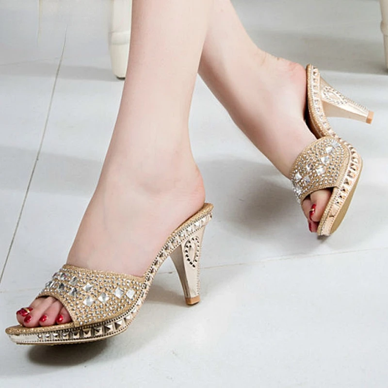 

LYXLYH 2022 женские туфли-лодочки на каблуках с шипами, пикантные женские туфли на высоком каблуке с кристаллами, женская обувь для вечеринки, же...