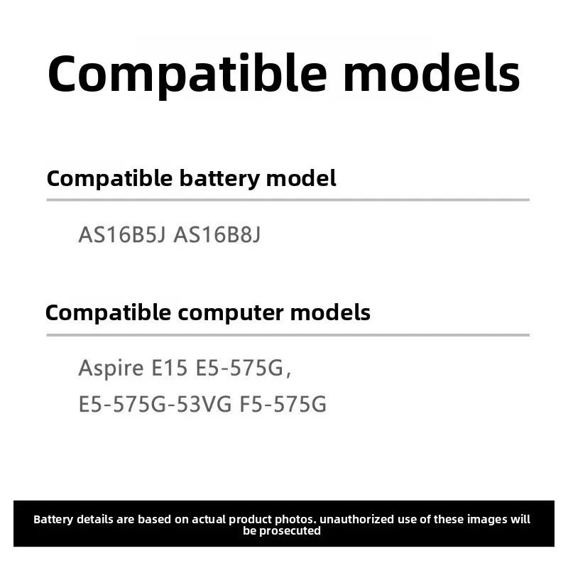 AS16B5J AS16B8JX для Acer Aspire Aspire E15 E5-575GE5-575G-53VG F5-575G Аккумулятор для ноутбука Сменный аккумулятор большой емкости (art.: 3920d3b7aeeaa) - 3920d3b7aeeaa