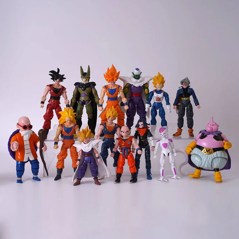 Фото Набор из 4-14 фигурок Dragon Ball: Вегета, Броли, Сон Гоку, Транкс. Коллекционные аниме-фигурки с подвижными конечностями. Подарок для детей. №1