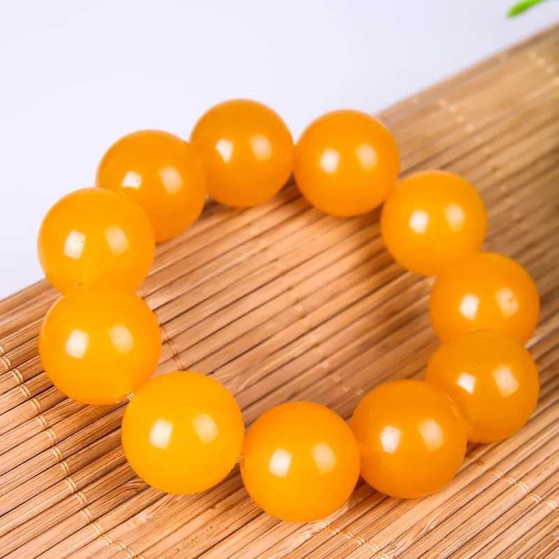 

Натуральный желтый нефритовый браслет для мужчин и женщин, Изящные Ювелирные изделия, настоящий китайский Нефритовый камень, круглые бусин...