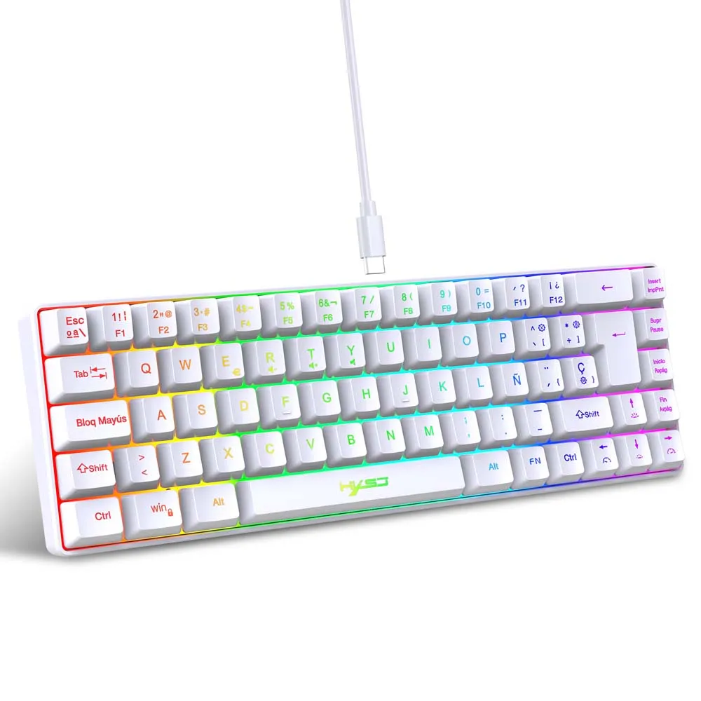 Проводная игровая клавиатура Spainish Type C USB планшетный ПК компьютер 69 клавиш RGB