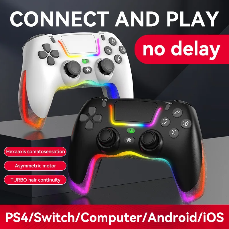 

Wireless Joystick For PS4/Switch/IOS/Android/PC RGB Gaming Controller Bluetooth Handle Console Accessories No Delay Gamepad