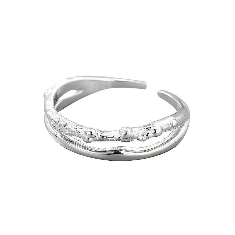 

S925 sterling silver contracted irregular double layer ring temperament fashion female jewelry