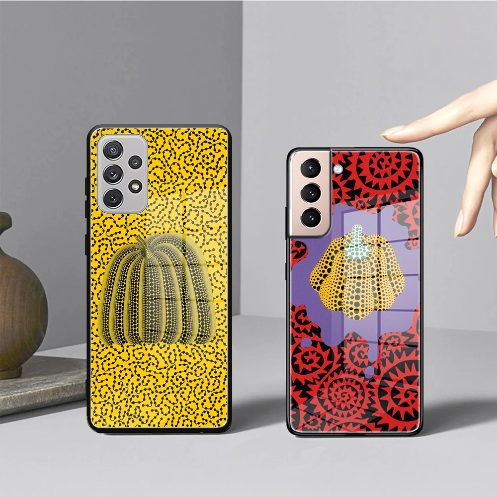 

Yayoi Kusama Pumpkin Art Phone Case Glass For SamsungS23 S22 S21 S20 S10 ultra pro plus S9 S8 Note20 10 9 Ultra Pro Phone Covers