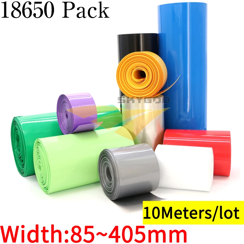 

10M Width 85mm ~ 400mm 18650 Lithium Battery PVC Heat Shrink Tube Pack Insulated Film Wrap Li-ion Case Cable Sleeves Sheath