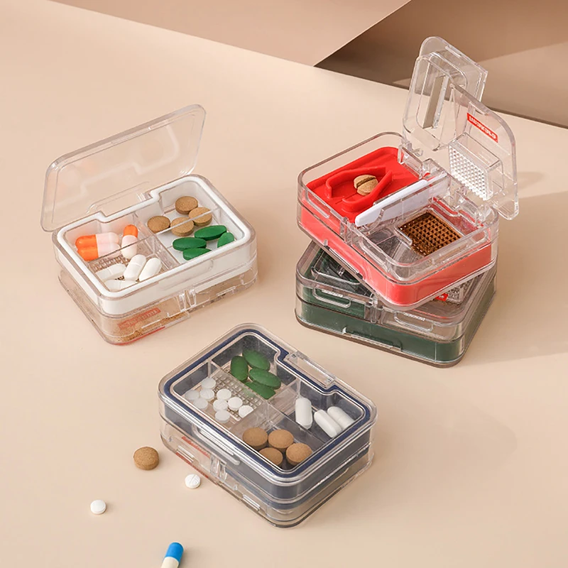 

Pill Cutter Dispenser Medicine Organizer Tablets Travel Pill Case with Seal Division Medicine Grinding Splitter Medicine Cutter