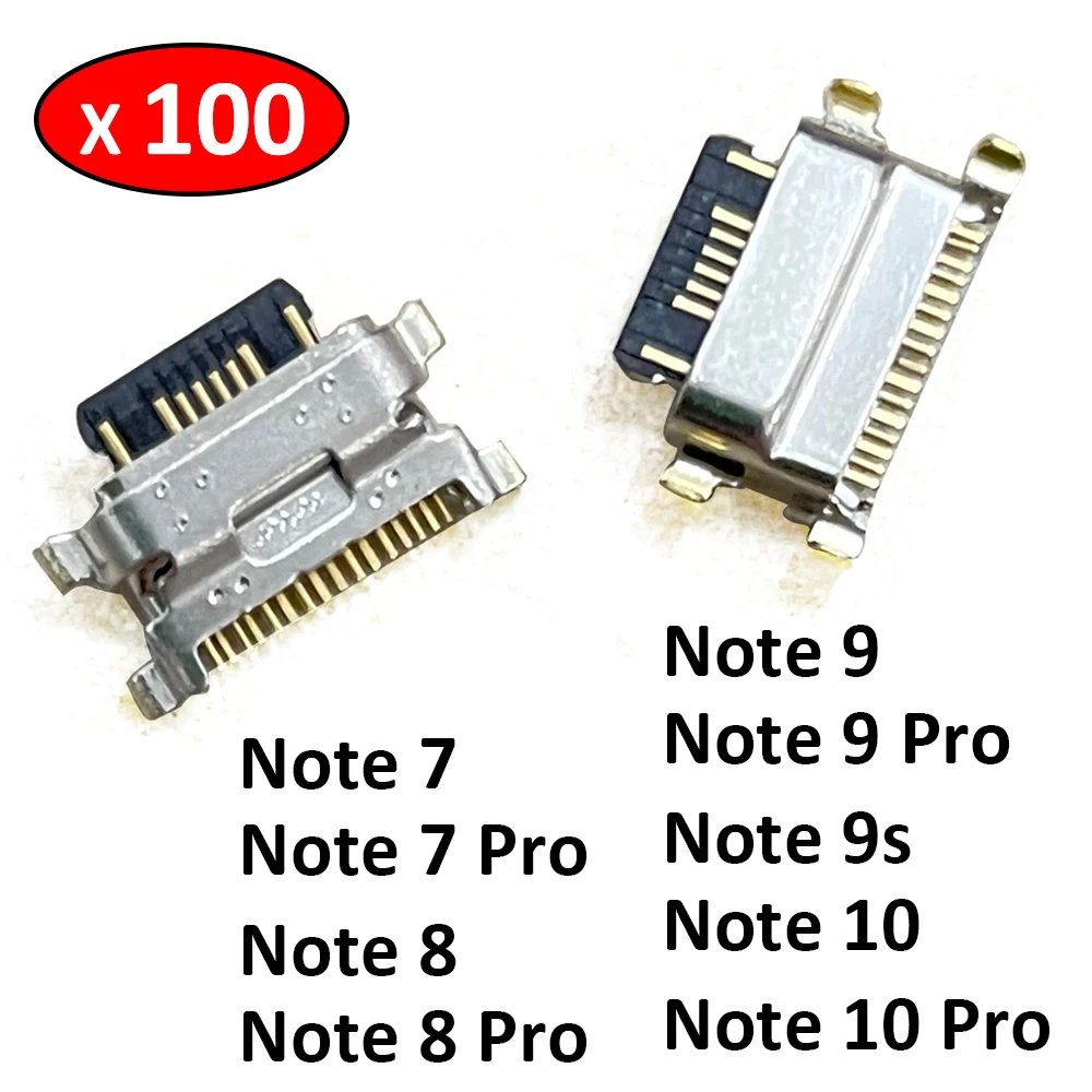 Conector de carga Micro USB para Xiaomi Redmi Note 7, 8, 9, 9s, 10, 10s Pro, 100 unidades, nuevo