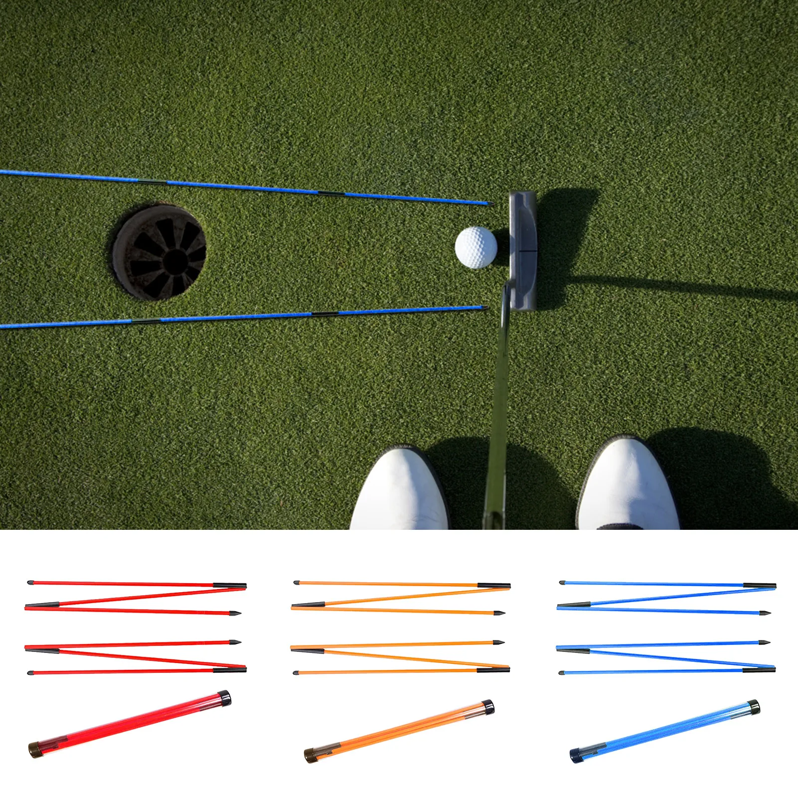 

2Pcs Golf Practice Rods For Aiming Putting Full Swing Trainer Posture Corrector Golf Putting Position Auxiliary Training Tool
