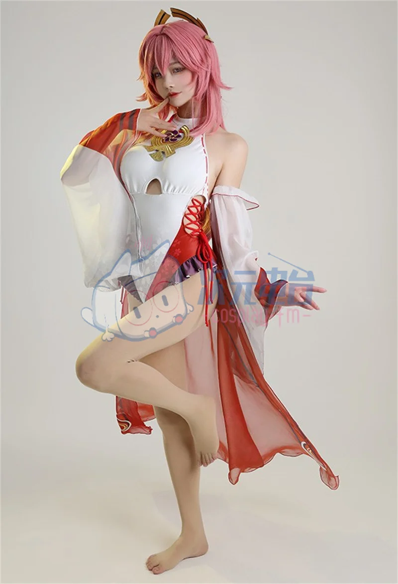 COSLEE Game Genshin Impact Yae Miko милые женские летние бикини купальник купальники