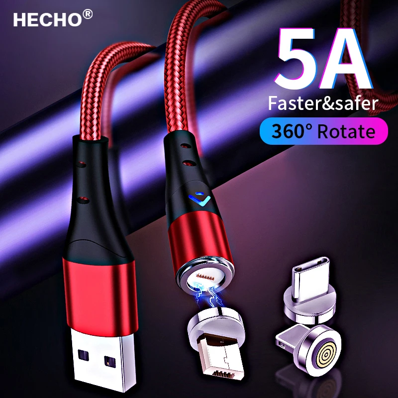 

5A Magnetic USB Type C Cable SFC for Huawei 3A Fast Charge for iPhone Xiaomi Samsung OPPO Microusb Magnet USB Cable for Android