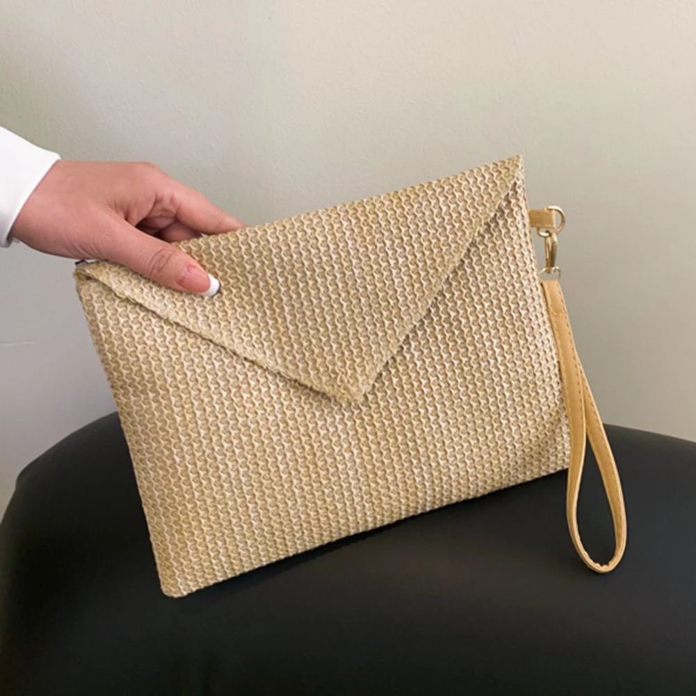 

Летняя плетеная Сумка, женский клатч, кошелек для монет, Модный повседневный элегантный простой тканый Кошелек для монет, женский клатч для денег и телефона