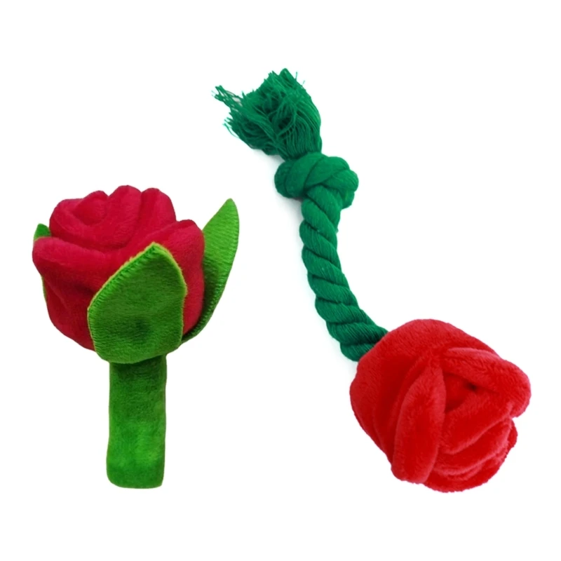 

Игрушка-пищалка для собак, милая плюшевая жевательная игрушка для щенков, мягкая игрушка-грызунок с цветком розы