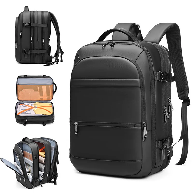 

Unisex Simple Business Backpack Waterproof Large Capacity Expandable USB Charging Laptop Computer Travel Handbag