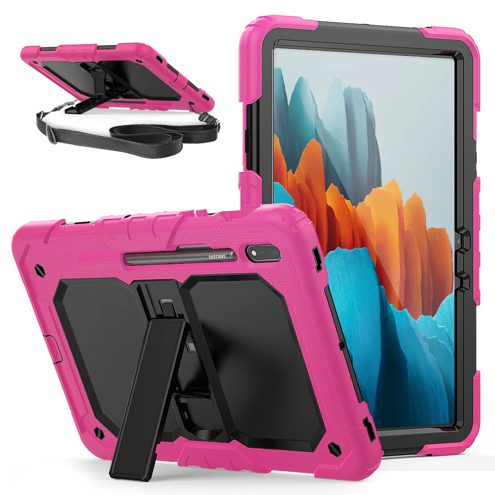 

for Samsung Galaxy tab S7 Case SM-870 875 Funda Soft Silicone Shockproof With Neck Strap Protective Cover for Galaxy tab S7