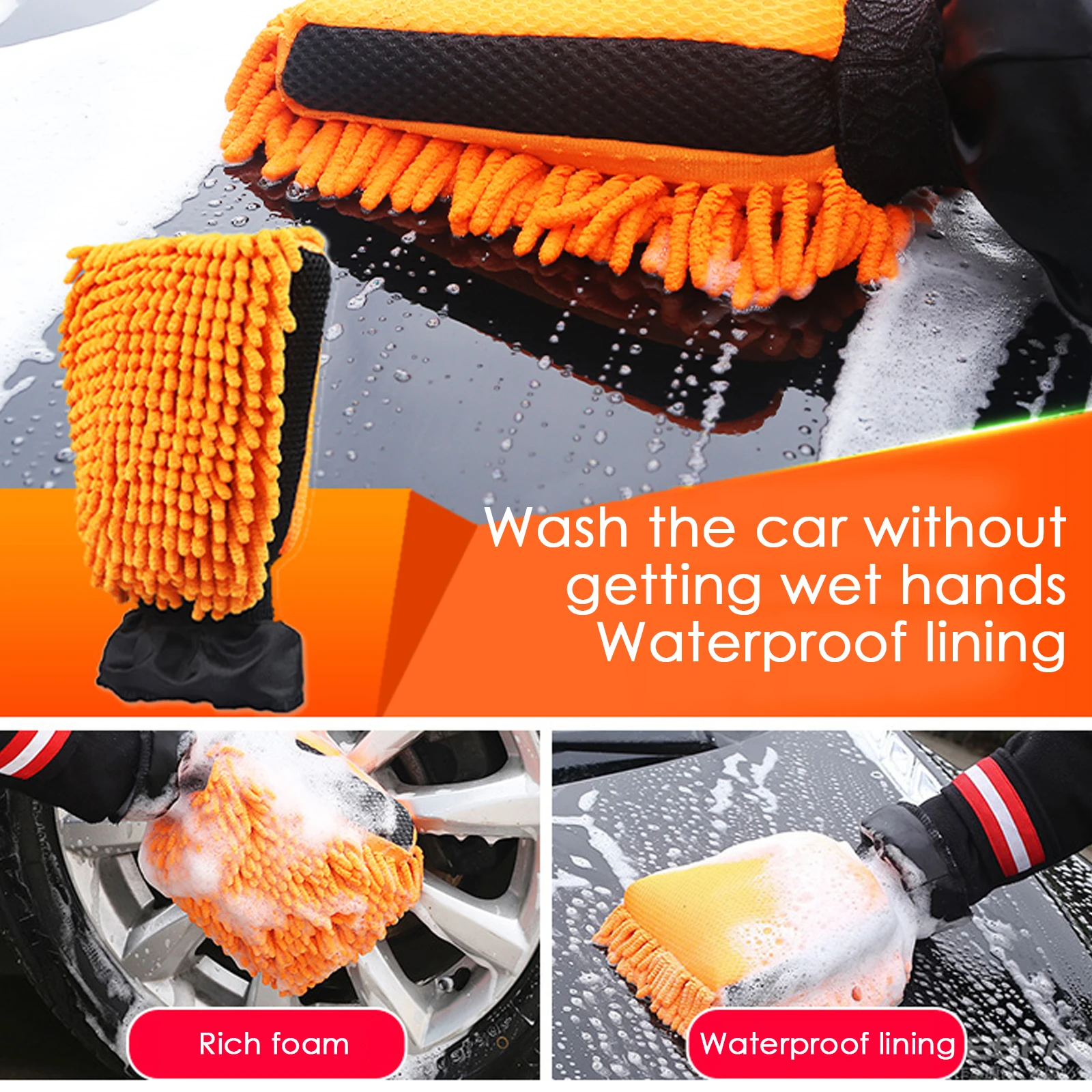 

Waterproof Car Wash Microfiber Chenille Gloves Thick Car Cleaning Mitt Wax Detailing Brush Double-faced Glove for Car Wash Care
