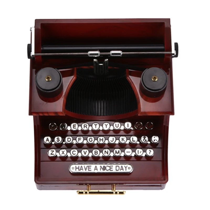 

Home Retro Vintage Typewriter Music Box For Home Room Office Mechanical Decoration Kids Retro Music Box