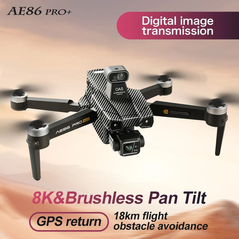 Фото AE86PROMAX с камерой 8K, двойной камерой, профессиональным бесщеточным двигателем, GPS, передачей данных 5G, 360-градусной съемкой °   Квадрокоптер с функцией обхода препятствий, дальность 8 км №5