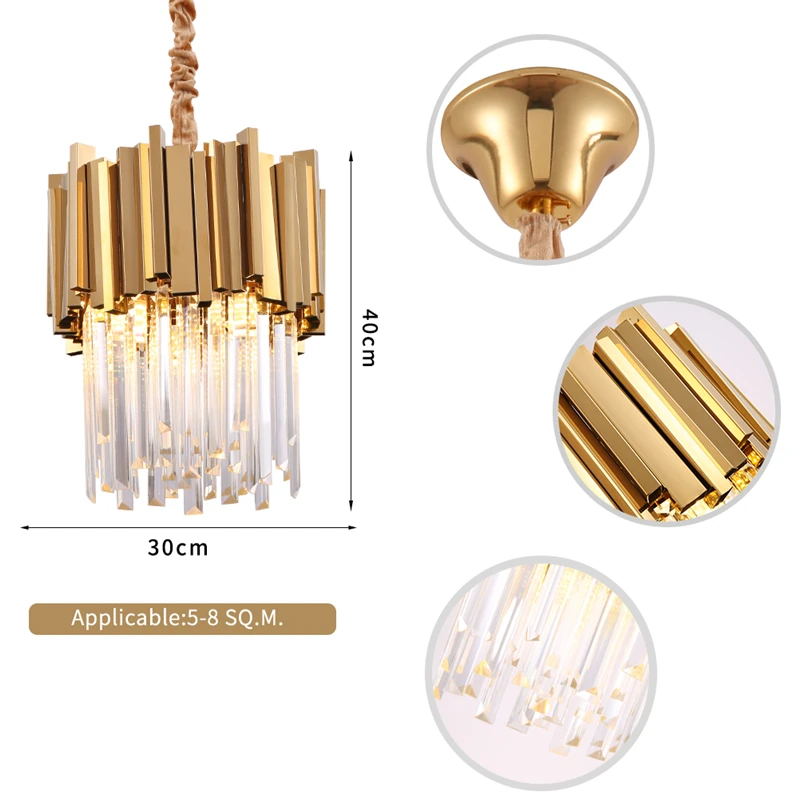 Nordic Luxury Crystal LED Chandelier lustres lighting Chain Loft chandelier For Dining Room Kitchen Island Bedroom Light Fixture | Лампы и
