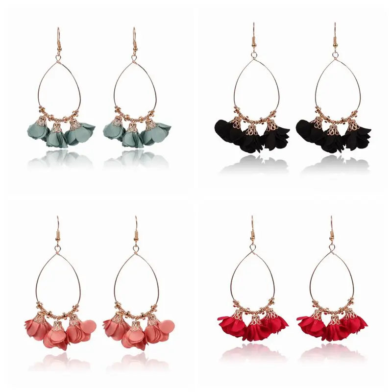 

Bohemia Handmade Petal Dangle Earrings For Women Multicolored Fashion Resin Flower Long Drop Earrings 2022 Designs Gift