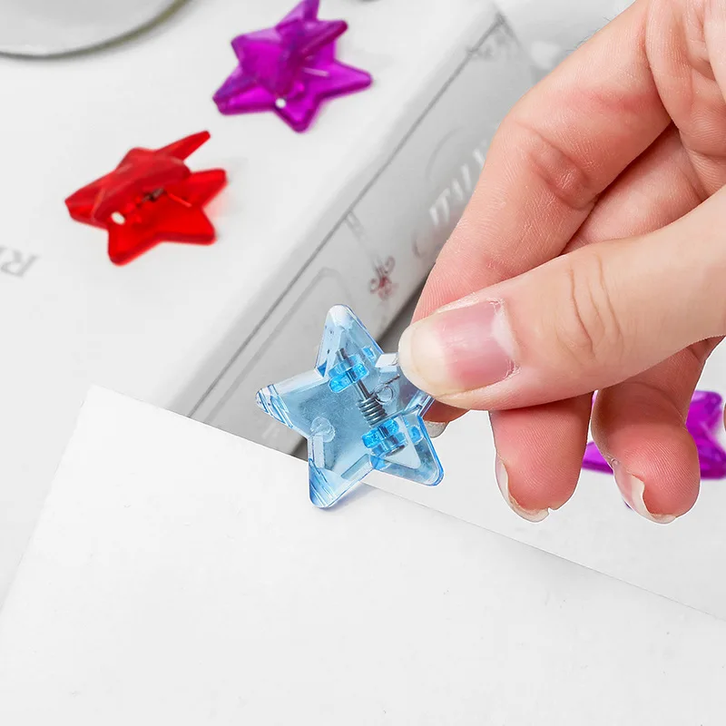 

5pcs Paper Clips Star Clips Kawaii Page Holder File Index Photo Clamp Bookmarks Korean Stationery Office School Desk Organizer