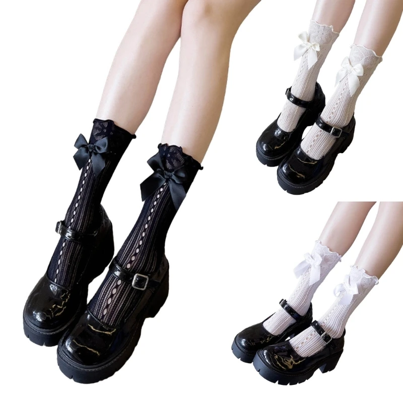 

Ruffle Turn Cuffs Summer Socks Loose Socks Ballet Style Bowknot Ankle Socks