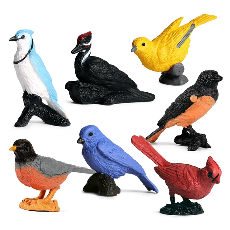 

7Pcs Simulation Animal Bird Model Action Figures Figurine Toys Oriole Robin Educational Toy For Kids
