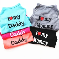 i love my dad and i love my mom casual spring and summer t shirt soft dog clothe small pet pet clothes cotton vest dog clothes