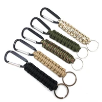 outdoor keychain ring camping carabiner military paracord cord rope camping survival kit emergency knot opener tools keychain