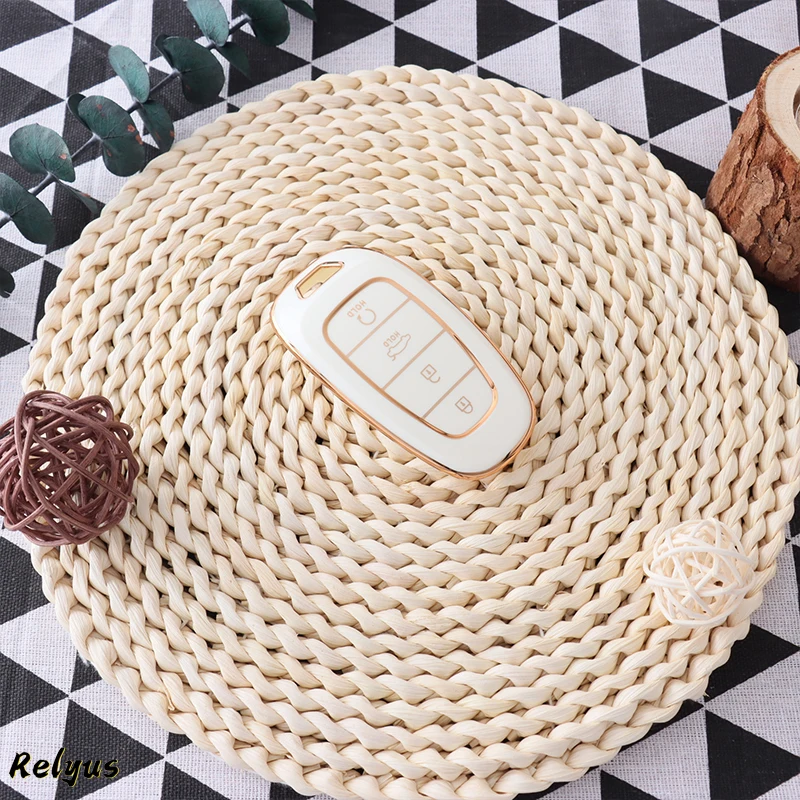 

Чехол для автомобильного ключа из ТПУ для Hyundai Tucson Solaris Sonata Hybrid NEXO NX4 Santafe dn8 с 4 кнопками 2020 2021 2022, защитный чехол без ключа