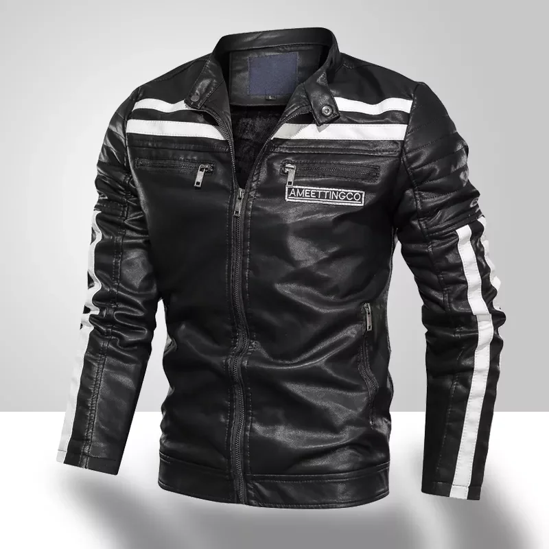 

NEW IN High Quality Motorcycle Leather Jacket 2023 Winter Men Fashion Casual Biker Jacket Coat Male Stand Collar Warm PU Outwear