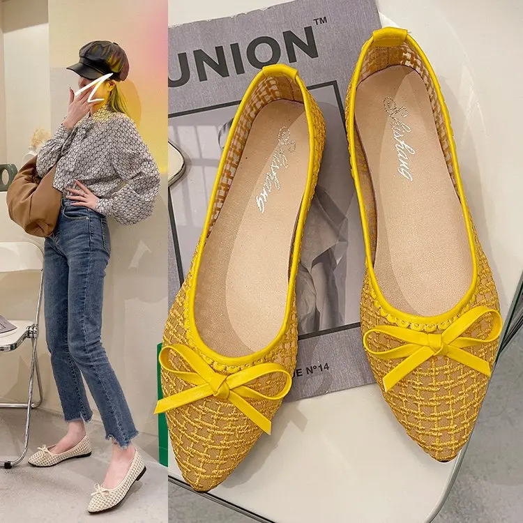 

Flat Shoes Female Shallow Fabric Rubber PU Basic Cotton Shallow Flat Shoes Female PU Basic Rubber Fabric
