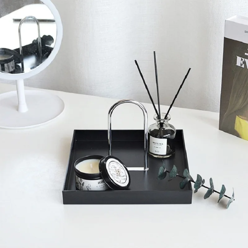 Простой современный квадратный пластиковый металлический портативный поднос