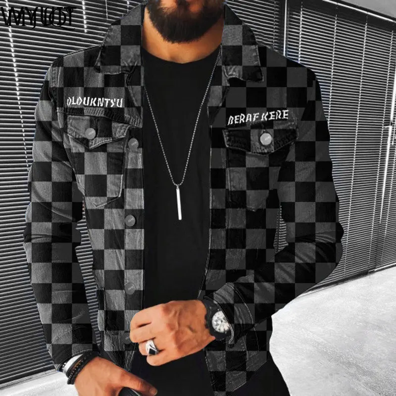 

2022 Autumn Fashion Men's Casual Lapel Coat Many Pocket New Checkerboard Jacket Luxury Trendy Clothes Free Shipping