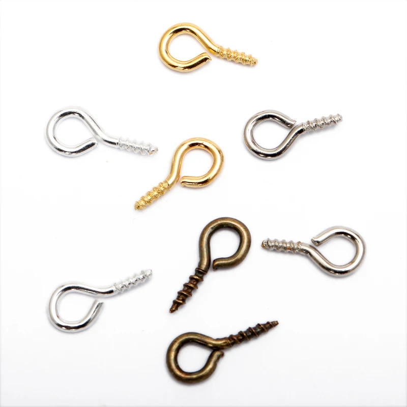

200pcs Small Tiny Mini Eye Pins Eyepins Hooks Eyelets Screw Threaded Gold Clasps Hooks Jewelry Findings For Making DIY