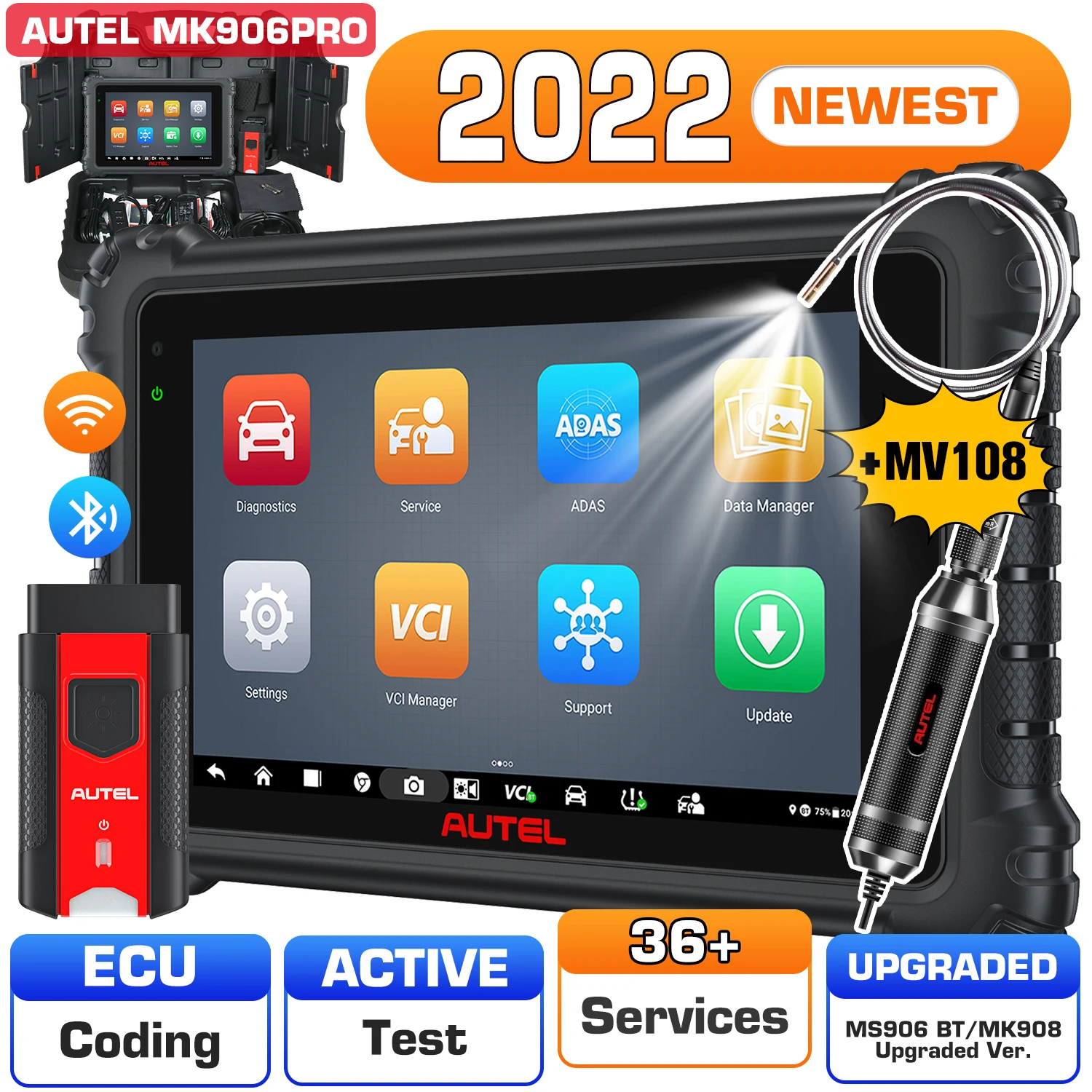 

Autel MaxiCOM MK906PRO диагностический инструмент, MK906 Pro OBD2 автомобильный сканер инструмент кодирование ЭБУ 36 + обслуживание все системы CAN FD DoIP
