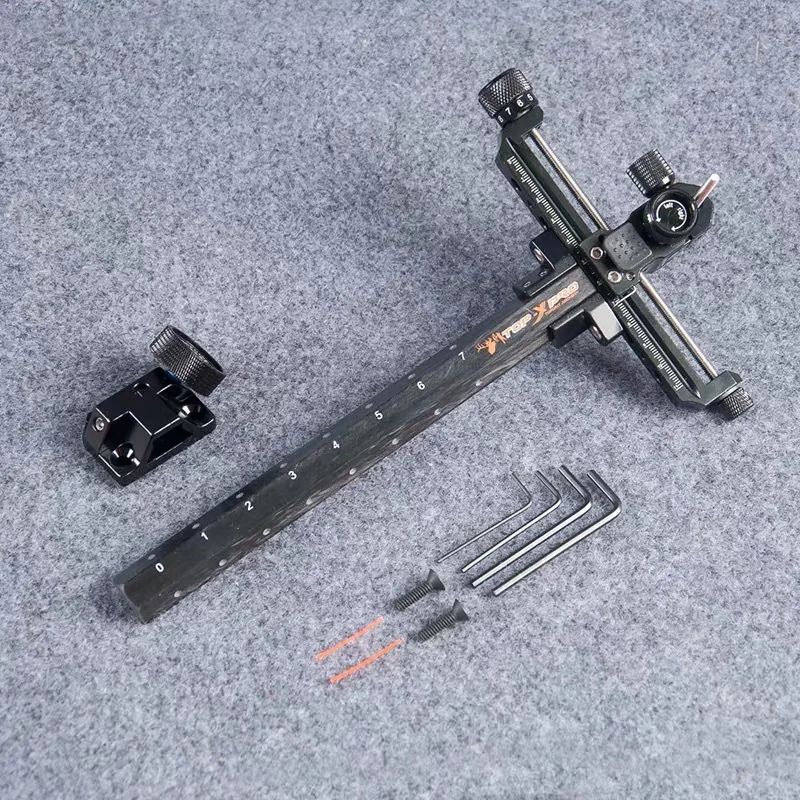 Фото TOPOINT TR1003 изогнутый прицел для лука, рама из углеродного волокна, регулируемая правая/левая рука, цельная стрельба из лука, аксессуары для соревнований №5