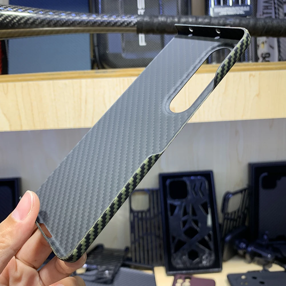Tanie QADIR Do Samsung Galaxy Z Fold 4 Etui Z Czystego Włókna Węglowego Anty-upadek Cienka Obudowa Z Włókna Aramidowego Z Krotnie 4