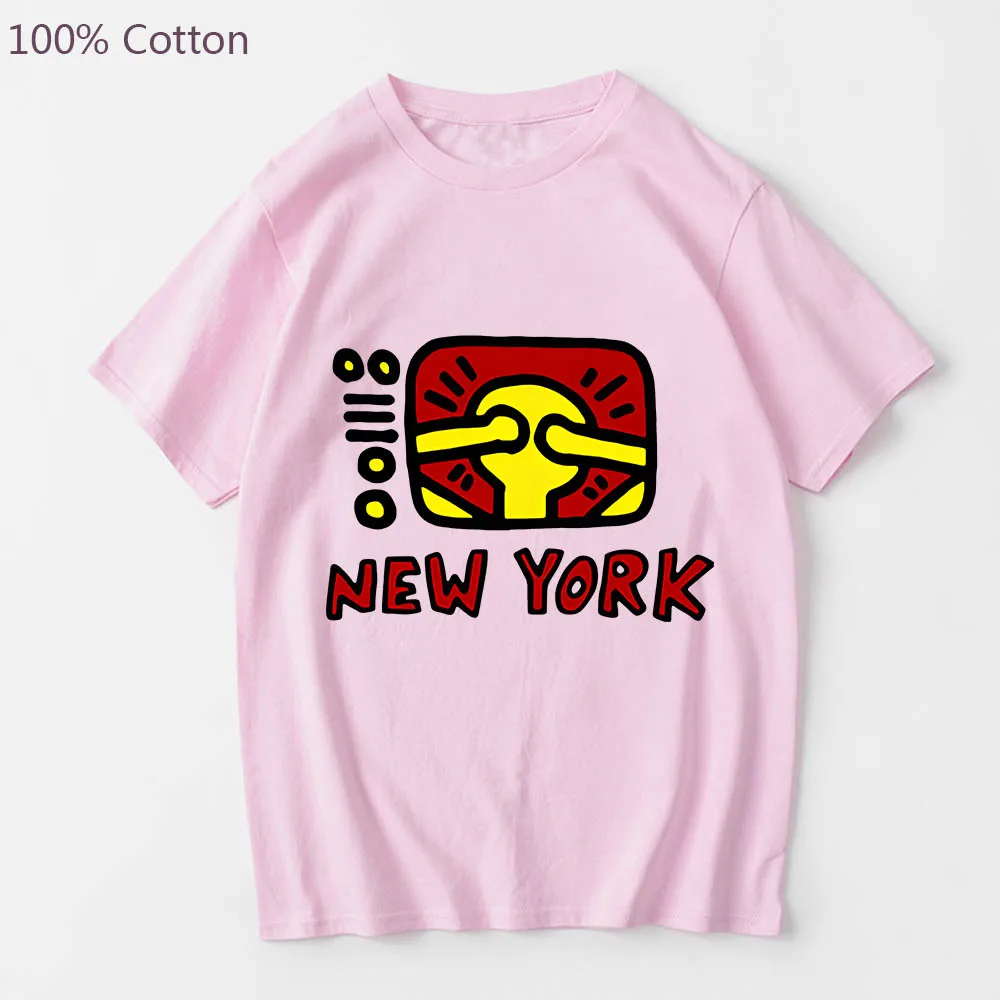

K-keith H-haring Short Sleeve Anime T-shirts Cute Manga Tshirt 100% Cotton Tee-shirt High Street Aesthetic Men/women T-shirt