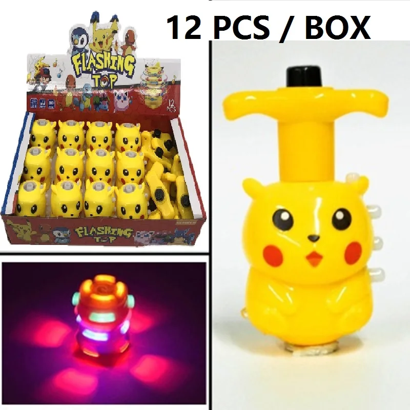 12 шт./коркоркор. покемон аниме Kawaii Pika Chuka светодиодный спиннинг Топ