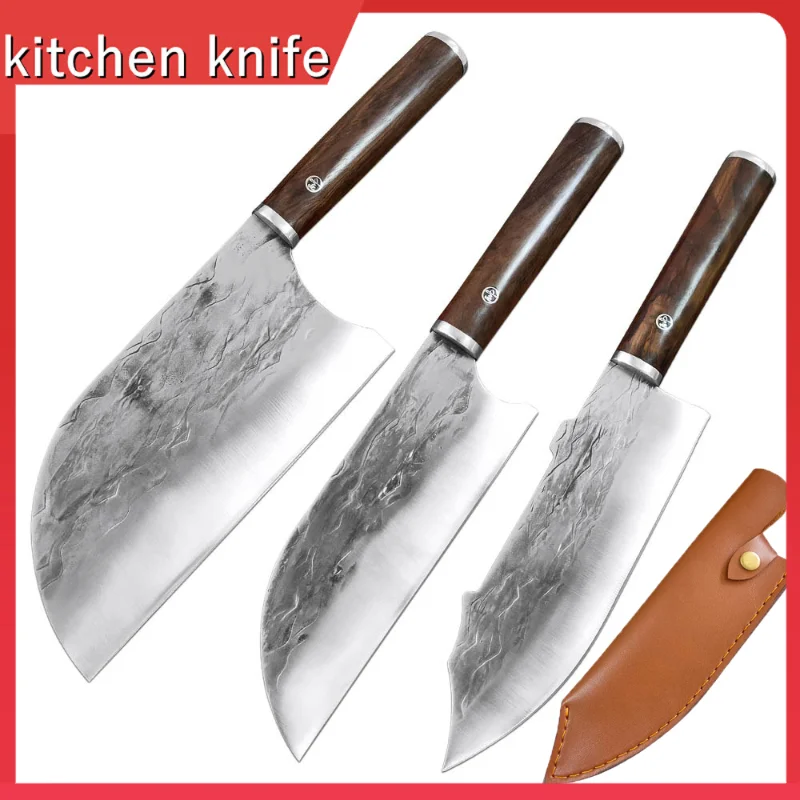 

Boning Knife Sharp Kitchen Butcher Knife Chef Knife Stainless Steel Knife Meat Cleaver with Wooden Handle Bone Chopping Knife