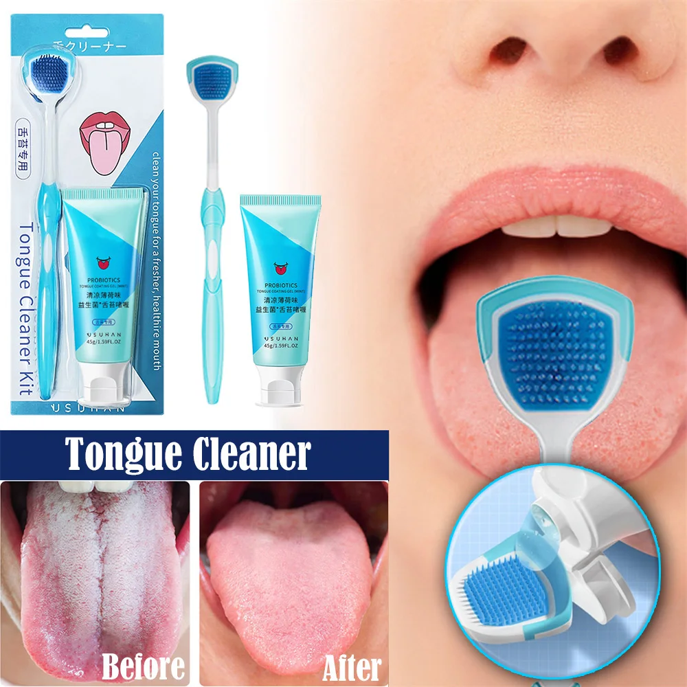 

Tongue Coating Cleaning Gel Cleaning Set Tongue Cleaner Oral Cleaning for Adults Flavor Freshing Breath and Removing Tongue Coat