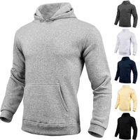men hoodie simple solid color hooded pocket spring hoodie for daily wear