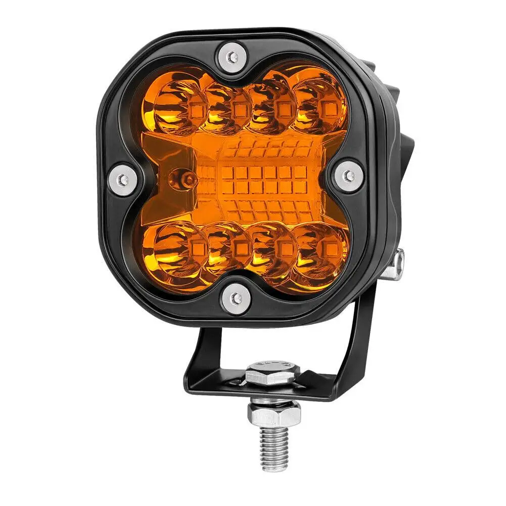 

1Pcs 3-inch Amber LED Work Light 160W 3500K 16000LM 12V-24V IP68 Quad Row Cube Pod Spotlight Floodlight Fog Lamp