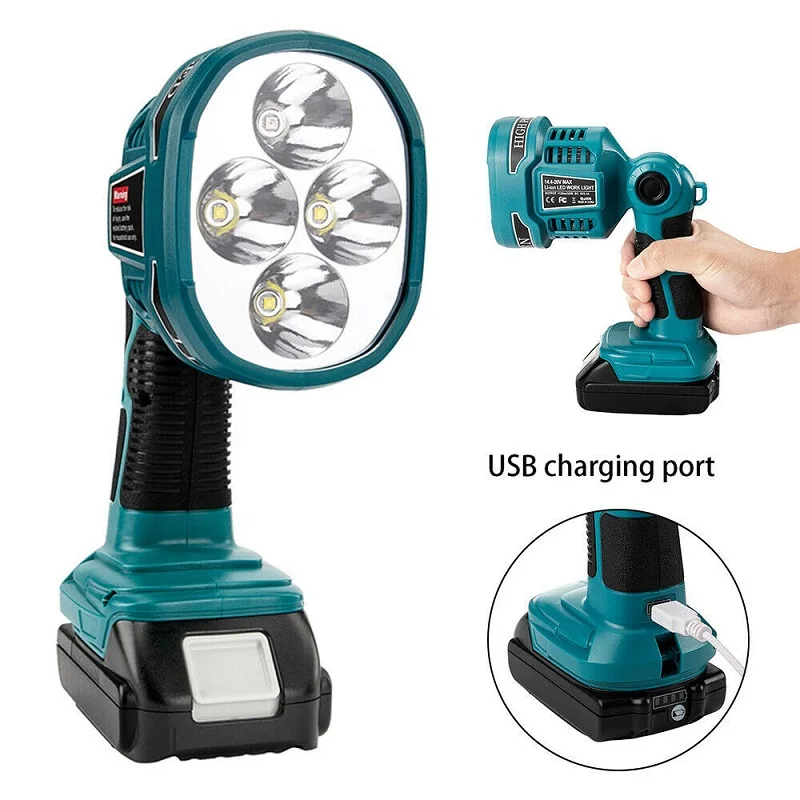 

12W 18V Portable LED Lamp Lanterns Work Light USB Charger Fit For Makita Li-ion Battery Flashlight Spotlights Outdoor Emergency